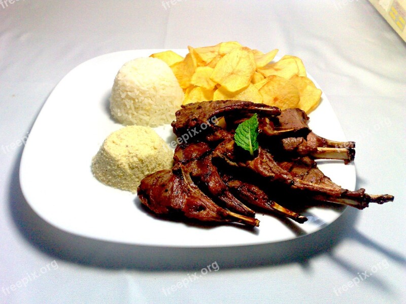 Ribs Potato Chips Food Beef