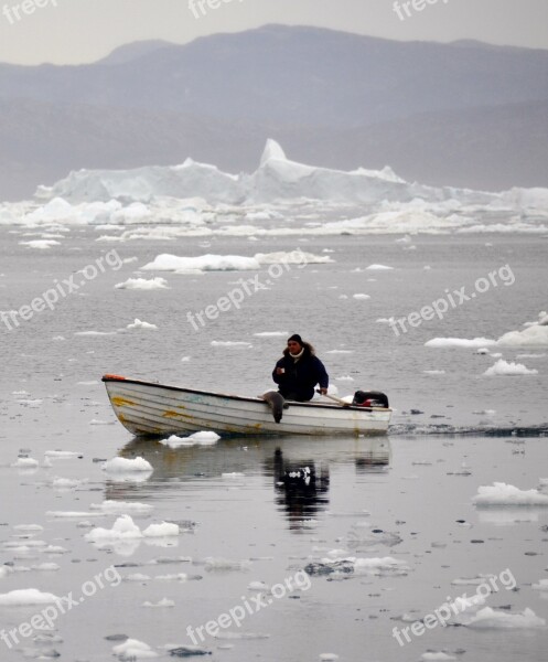 Inuit Robben Hunter Icefjord Greenland Free Photos