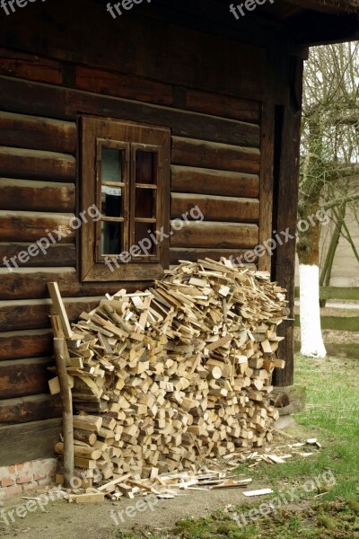 Wood Fuel Old Cottage Firewood Pile Of Wood