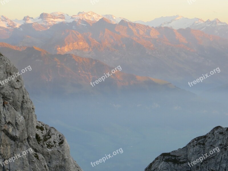 Pilatus Switzerland Mountains Panorama Sunset