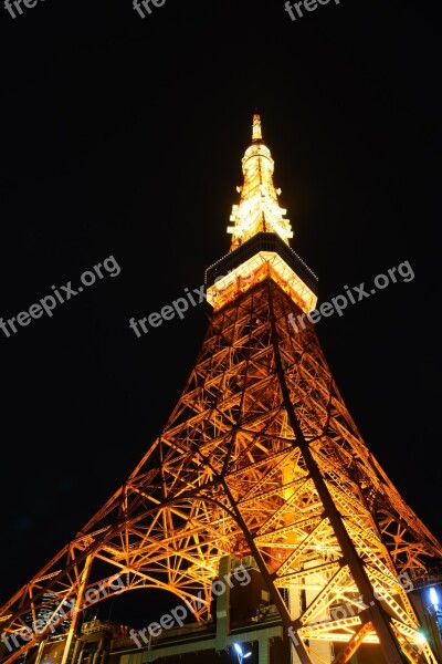 Tokyo Tower Japan Landmark Night Free Photos