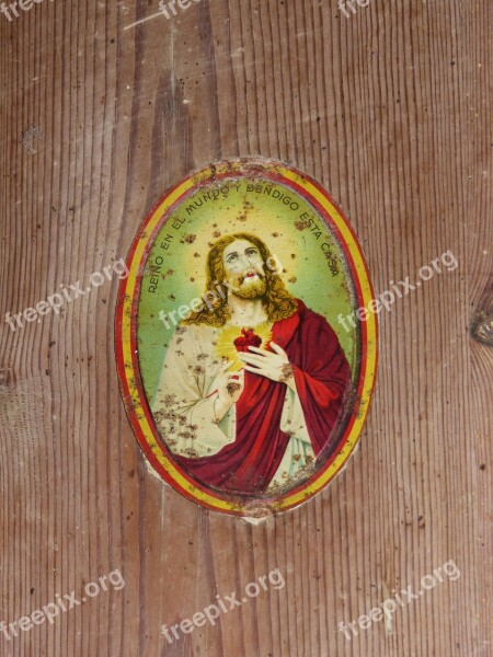 Veneer Door Protection Amulet Sacred Heart