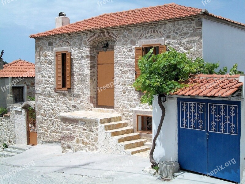 Greece Lesbos Stone Home Tradition