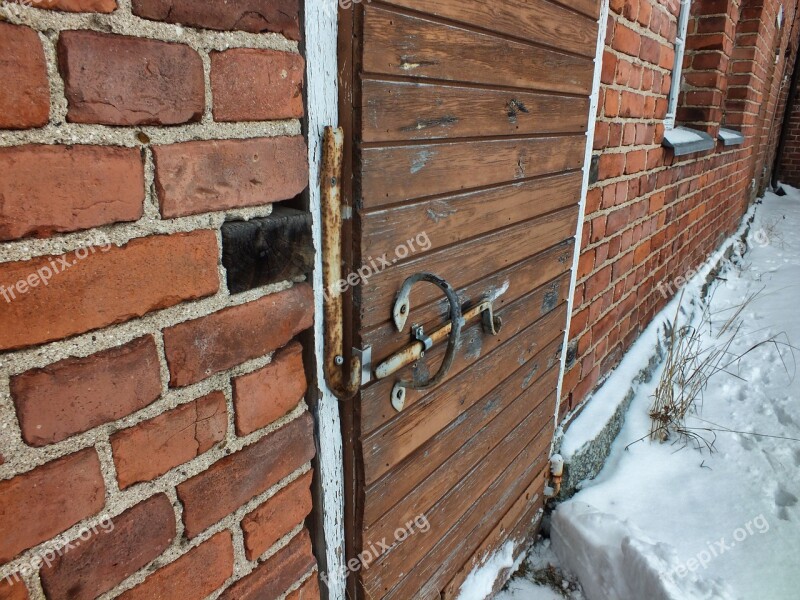 Old Door Door Barn Lock Brick Walls