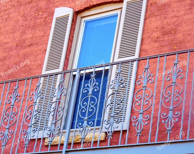 Window Shutters Balcony Blue Red