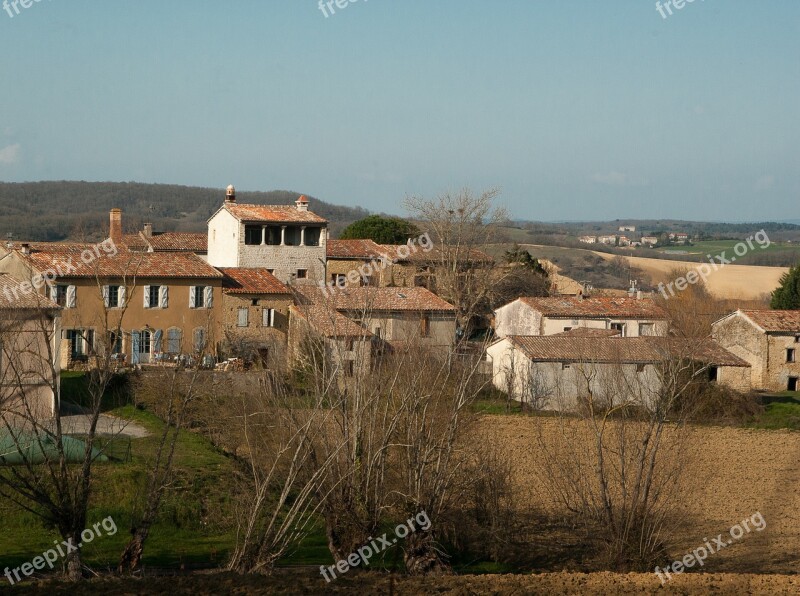 France Lala Village Tiled Roofs Hills