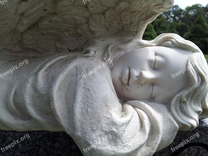 Angel Statute Cemetery Religion White