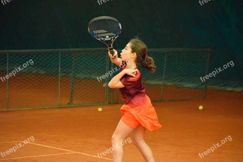 Tennis Girl Sport Racket Action