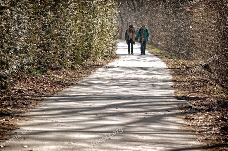 Pair Man Woman Away Walk