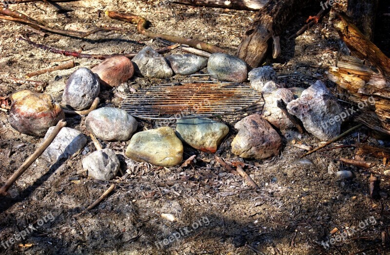 Fireplace Stones Stone Circle Old Burned Down