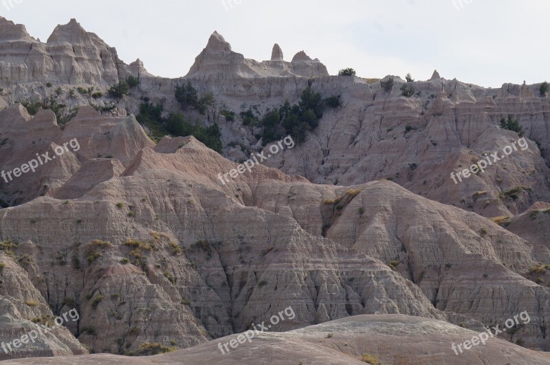 Badlands Mountains Desert Land Landscape