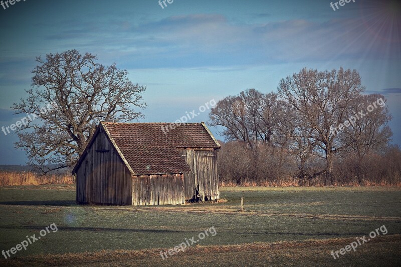 Hut Landscape Log Cabin Tree Mountain Hut