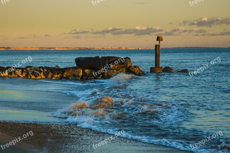 Beach In The Evening Seascape England Ocean