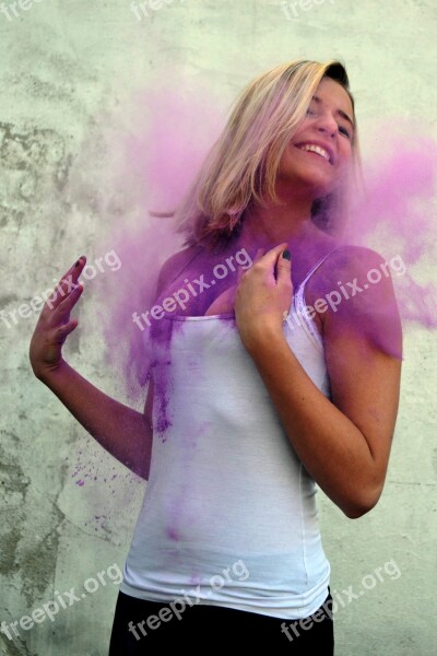 Purple Color Holi Powder Girl