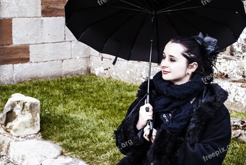 Gothic Pose Umbrella Woman Whitby Goth Weekend