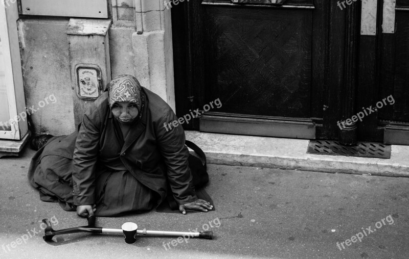 Gypsy Beggar Paris Street Black And White