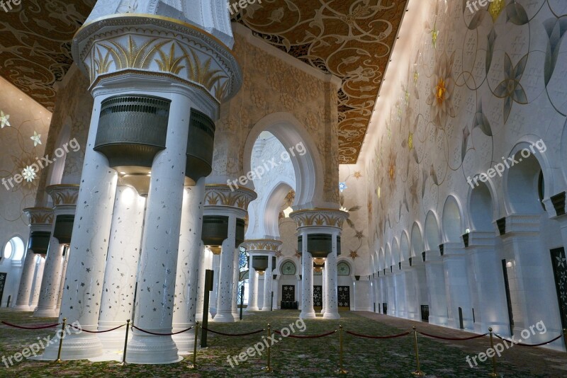 Abu Dhabi Sheikh Zayed Mosque Architecture Chapel Free Photos