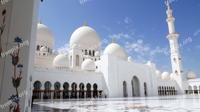 Abu Dhabi Sheikh Zayed Mosque Islamic Decoration Yard Free Photos