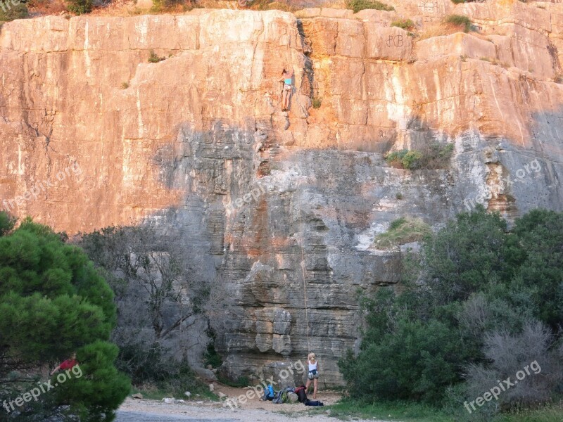 Cliff Rock Climbing Nature Adventure Wall