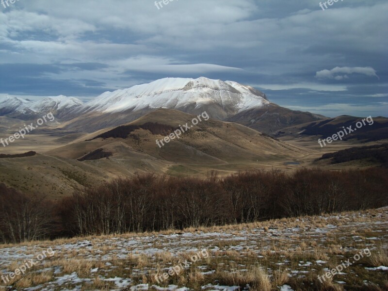 Landscape Mountain Snow Umbria Free Photos