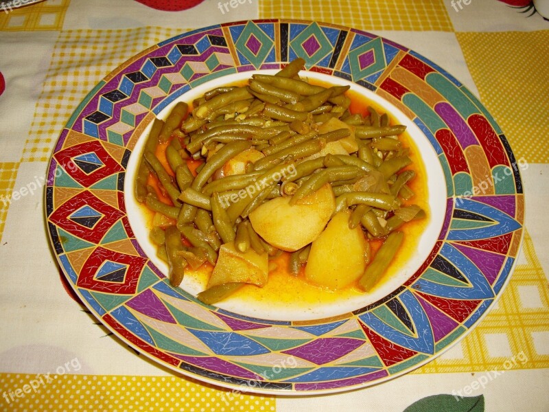 Green Beans Boiled Potatoes Greek Food Vegetable Greek Dish