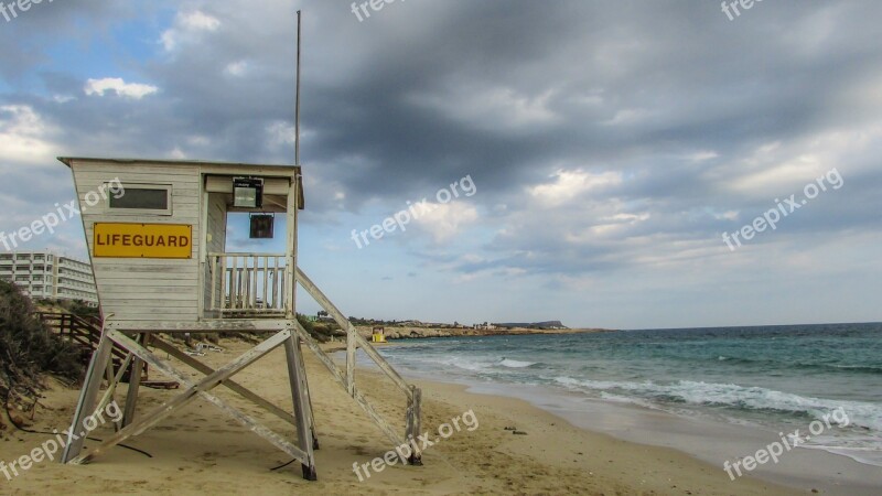 Lifeguard Tower Beach Sea Safety Cyprus