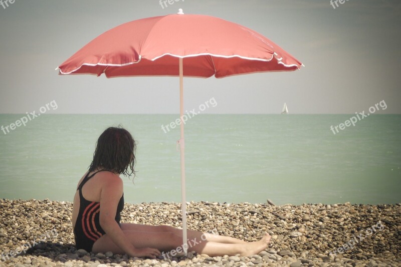 Beach Child Parasol Vacations Sea