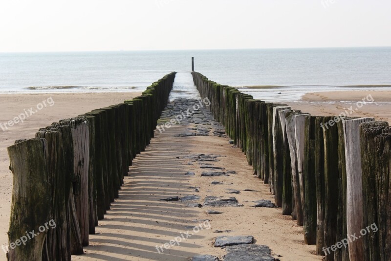 Beach Beach Pole Pole Coast Sand