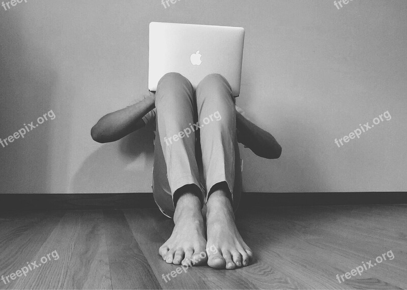 Study Internet Laptop Read Barefoot