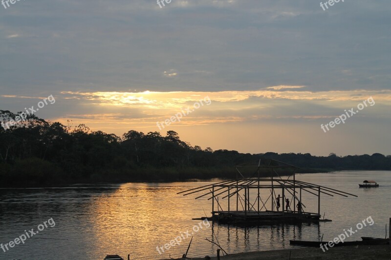 Sunset Loretuyaco River Nariño Port Free Photos