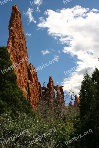 America Garden Of The Gods Landscape Rock Cliff