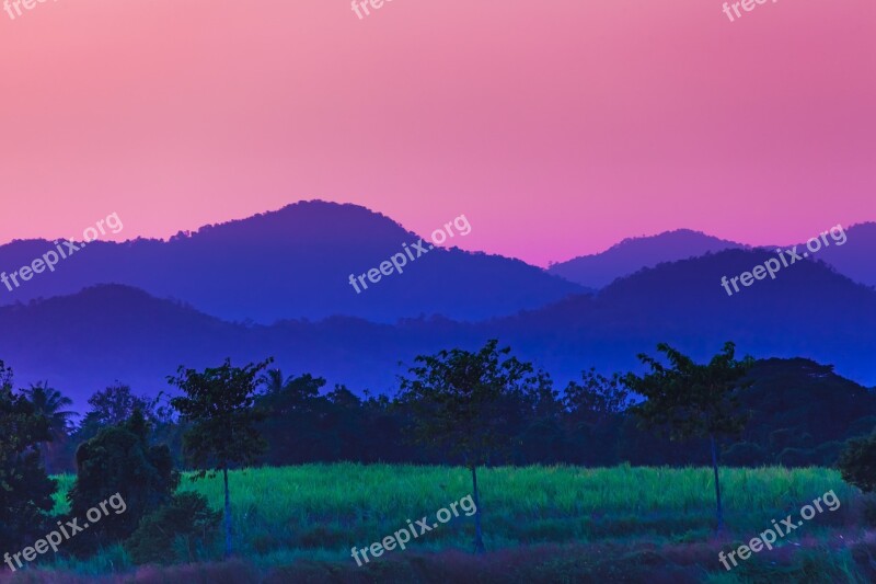 Sunset Hill Mountain Sunset Landscape Outdoor