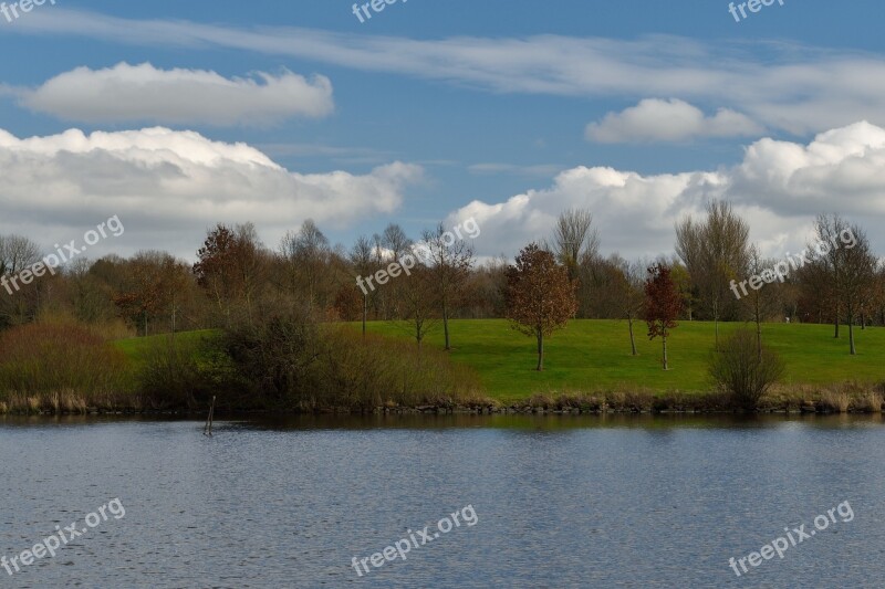 Park Craigavon Lake Beach Shrubs Sky