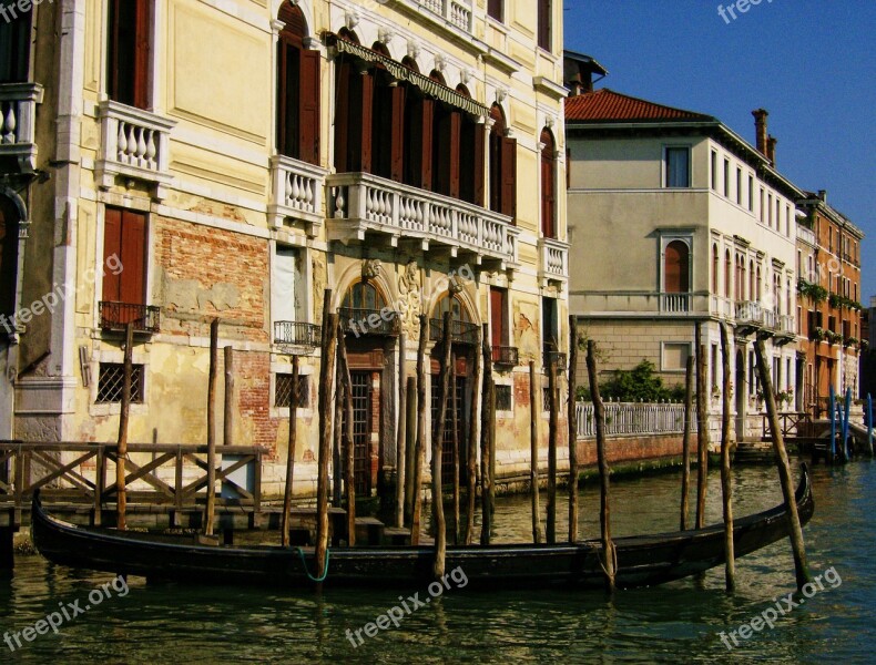 Gondola Venice Water Buildings Great Channel