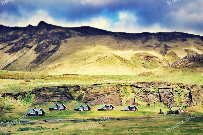 Iceland Southern Iceland Landscape Town Mountain