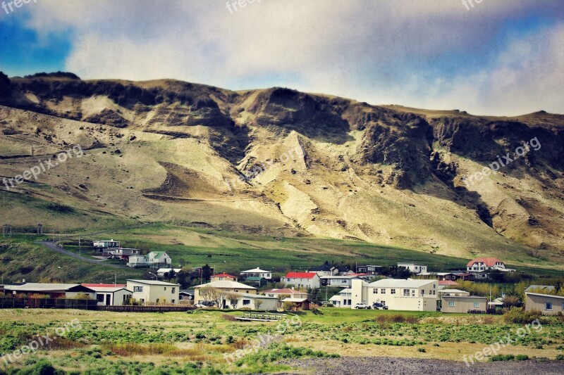 Iceland Southern Iceland Landscape Town Mountain