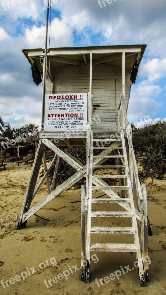 Lifeguard Tower Beach Sea Safety Cyprus