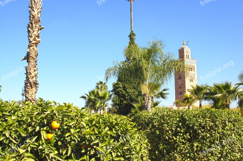 Marraquech Beacon Minaret Tower Gardens