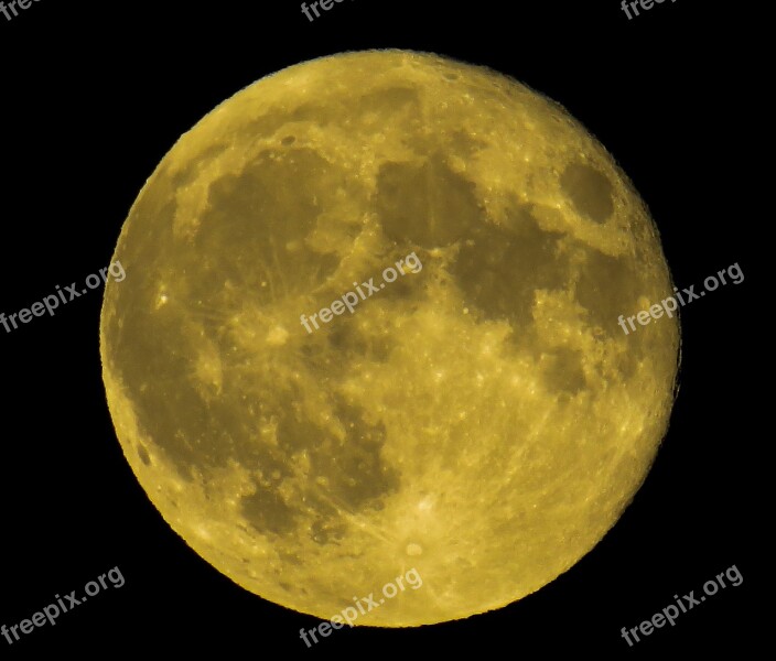 Moon Full Moon Yellow Night Dark