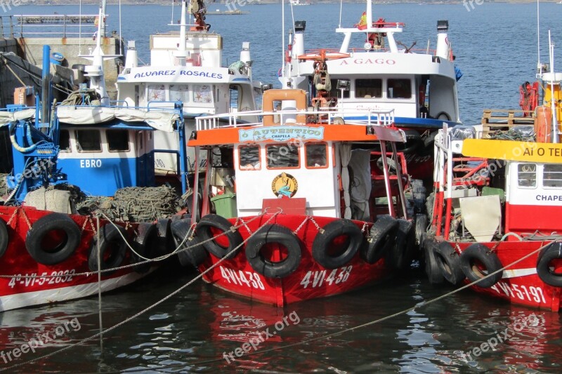 Spain Galicia Boats Fishing Mussel