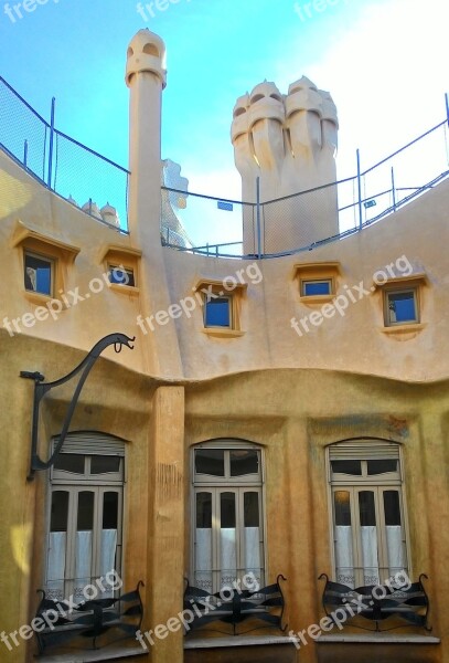 Gaudi Pedrera Architecture Barcelona Free Photos