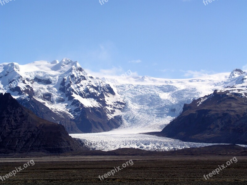 Iceland Skaftafell Glacier Snow Volcanic Landscape