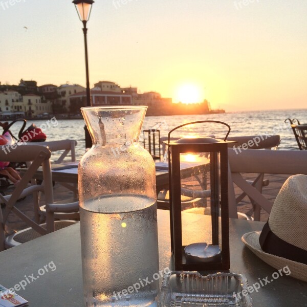 Crete Sea Seaside Coast Sunset