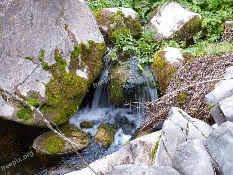 Waterfall River Running Water Rocks Moss