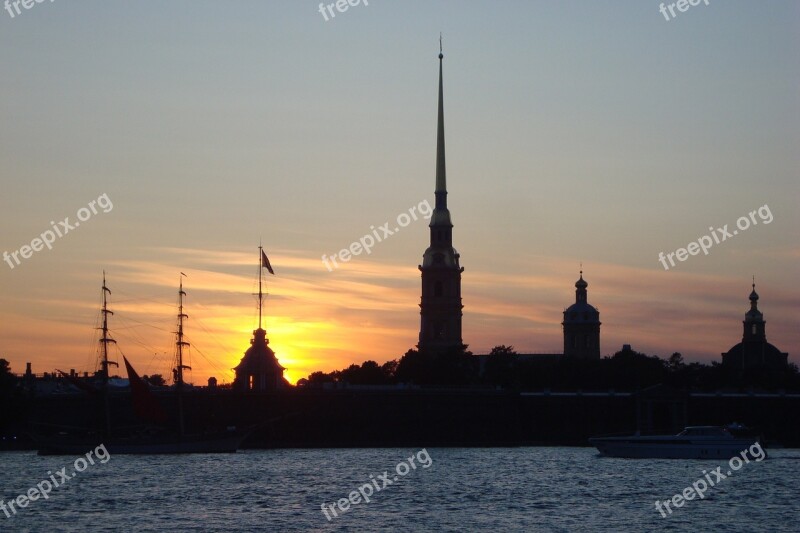 St Petersburg Evening In The City Architecture River Neva