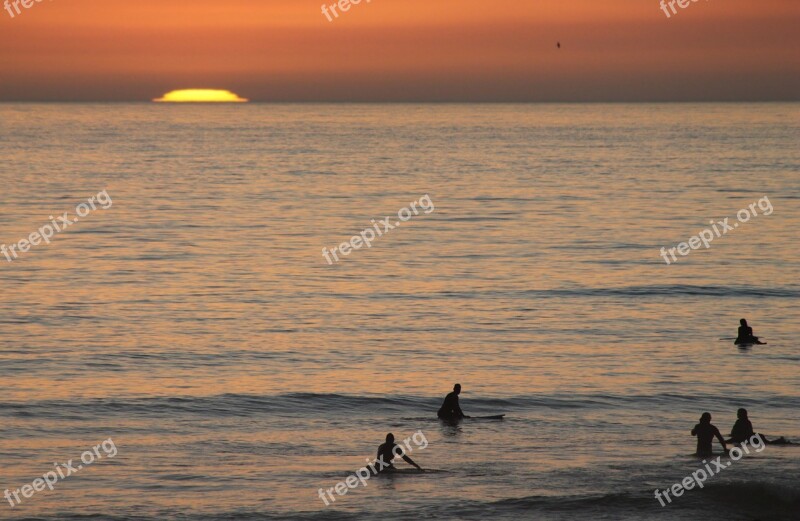 Surf Sunset Backlight Sea Ocean