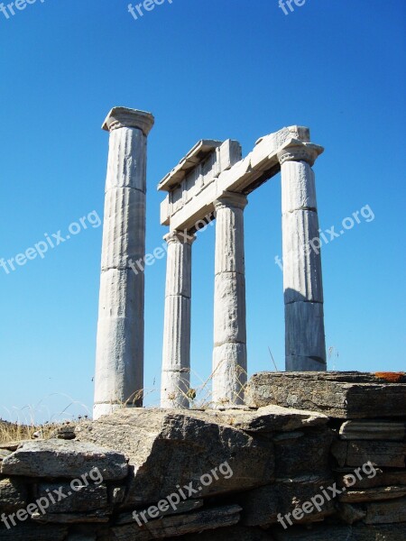 Column Antique Ancient Column Hermes Temple Naxos