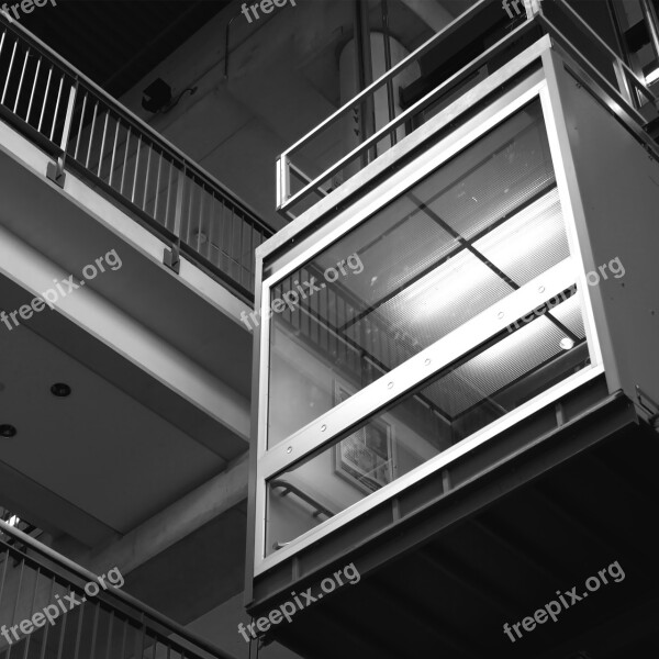 Elevator Building Architecture Black And White Steel