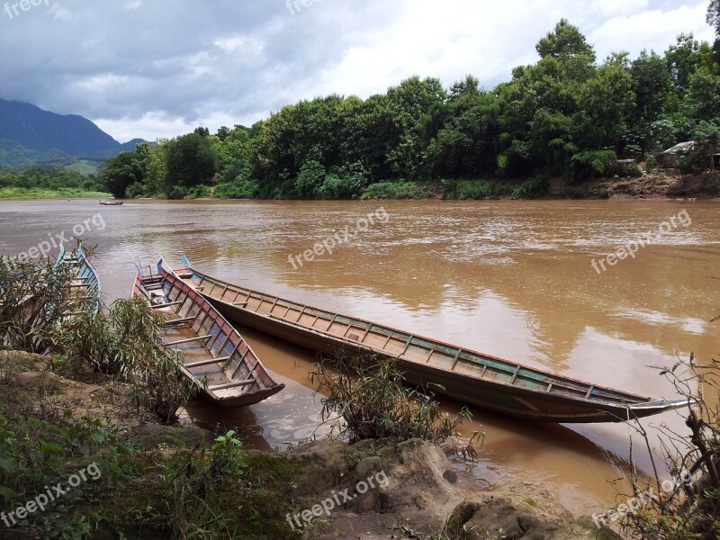 Laos River Asia Travel Boat