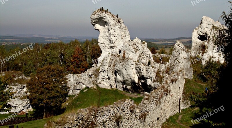 Ogrodzieniec Poland Jura Krakowsko-czestochowa Landscapes Rocks